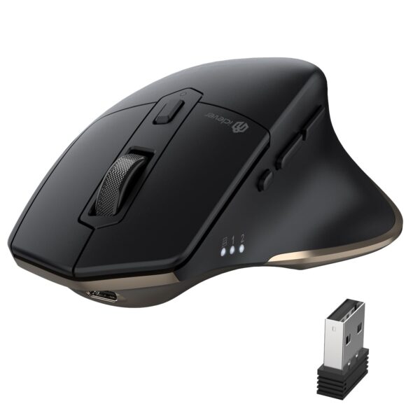 Bluetooth Mouse MD172, Wireless Dual Mode(Bluetooth+USB), Multi-Devices Ergonomic with 5 Adjustable DPI and 7 Buttons, Rechargeable Silent Mice for Laptop/iPad/MacBook/Tablet/PC